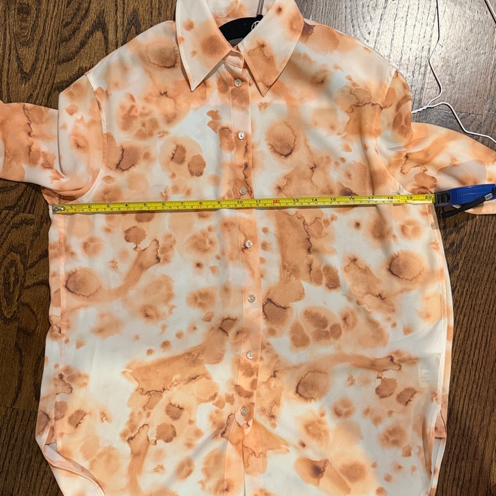 Aritzia WILFRED FREE Brinley Orange Tie Dye Blouse Shirt Top Size XXS - Picture 5 of 5